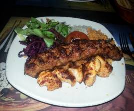 Chicken shish & Kofte kebab kombo