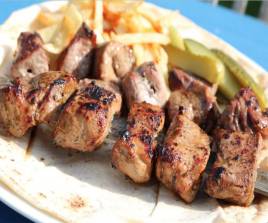 Lamb shish kebab Meat & chips